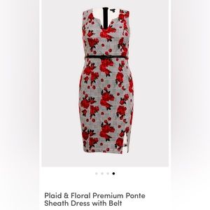 Plaid and Floral Premium Ponte Sheath Dress